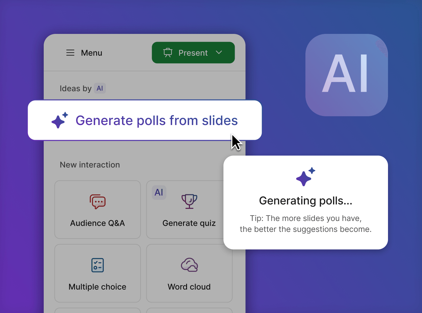 Slido live video integration.