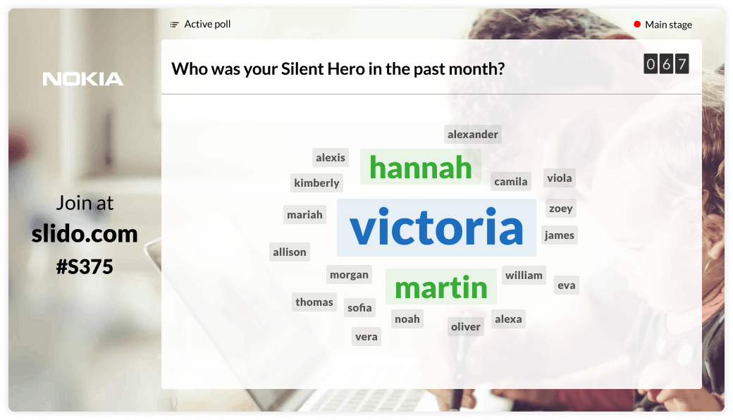 NOKIA uses Slido wordcloud.